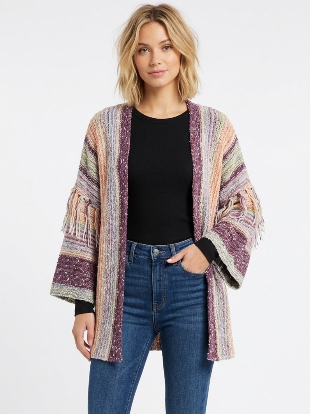 Flying Tomato Multicolor Knit Women's knit Sweater cardigan size medium